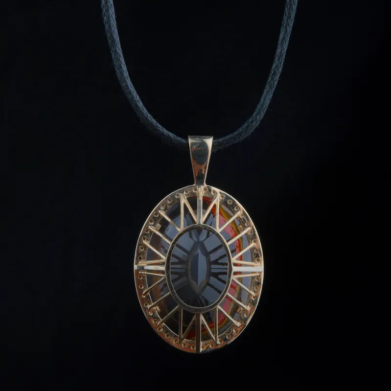 000 GIA Certified Kentucky Agate Pendant with Genuine Diamonds and 14K Gold