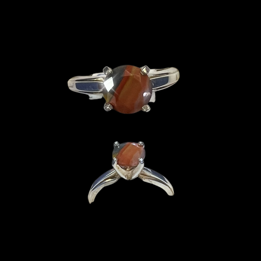 01 Faceted KY Agate Solitaire Ring Sz 6