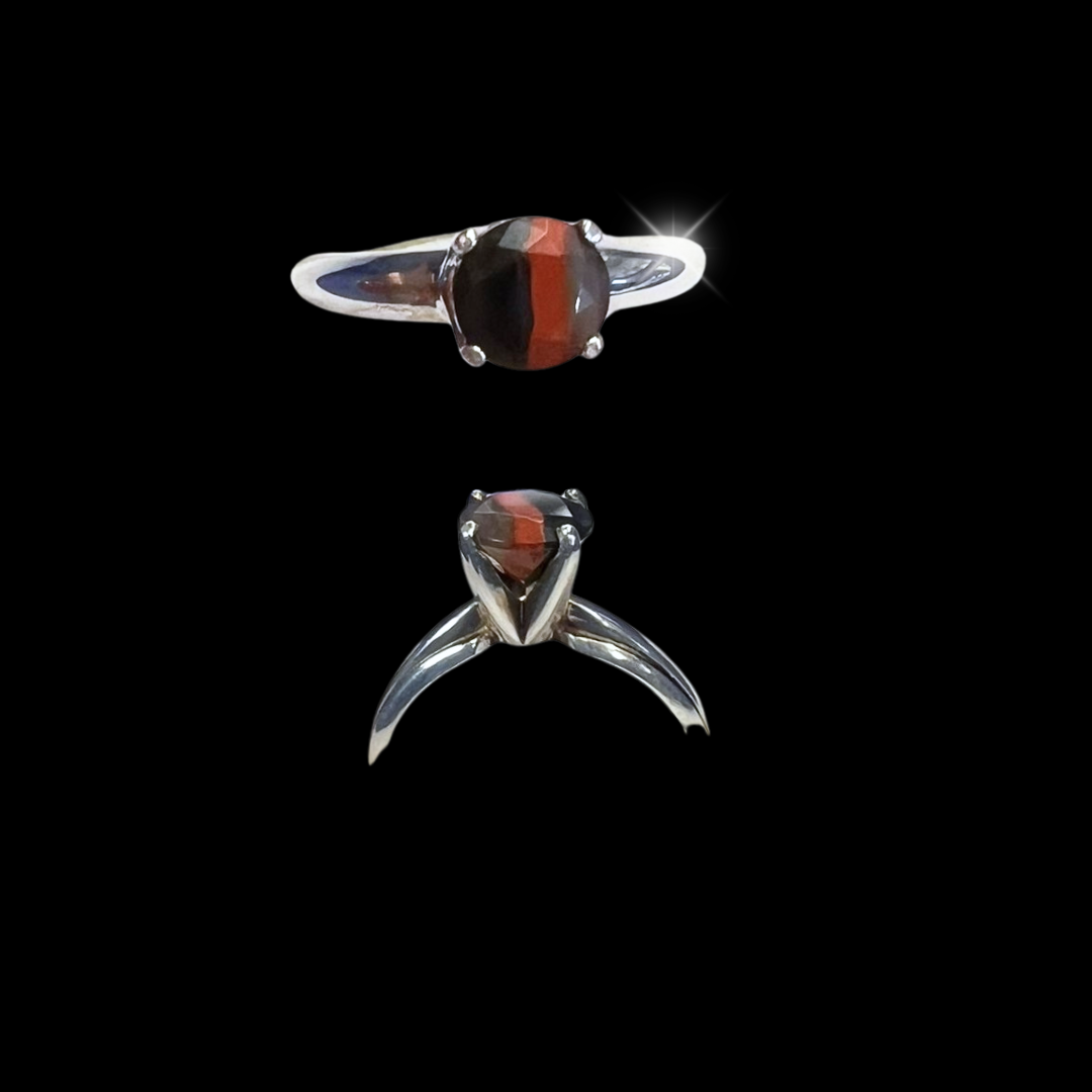 02 Faceted KY Agate Solitaire Ring Sz 6