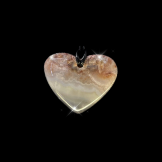 0001 KY Agate Heart on Leather Cord