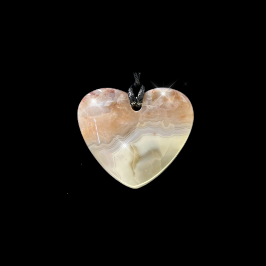 0003 KY Agate Heart on Leather Cord
