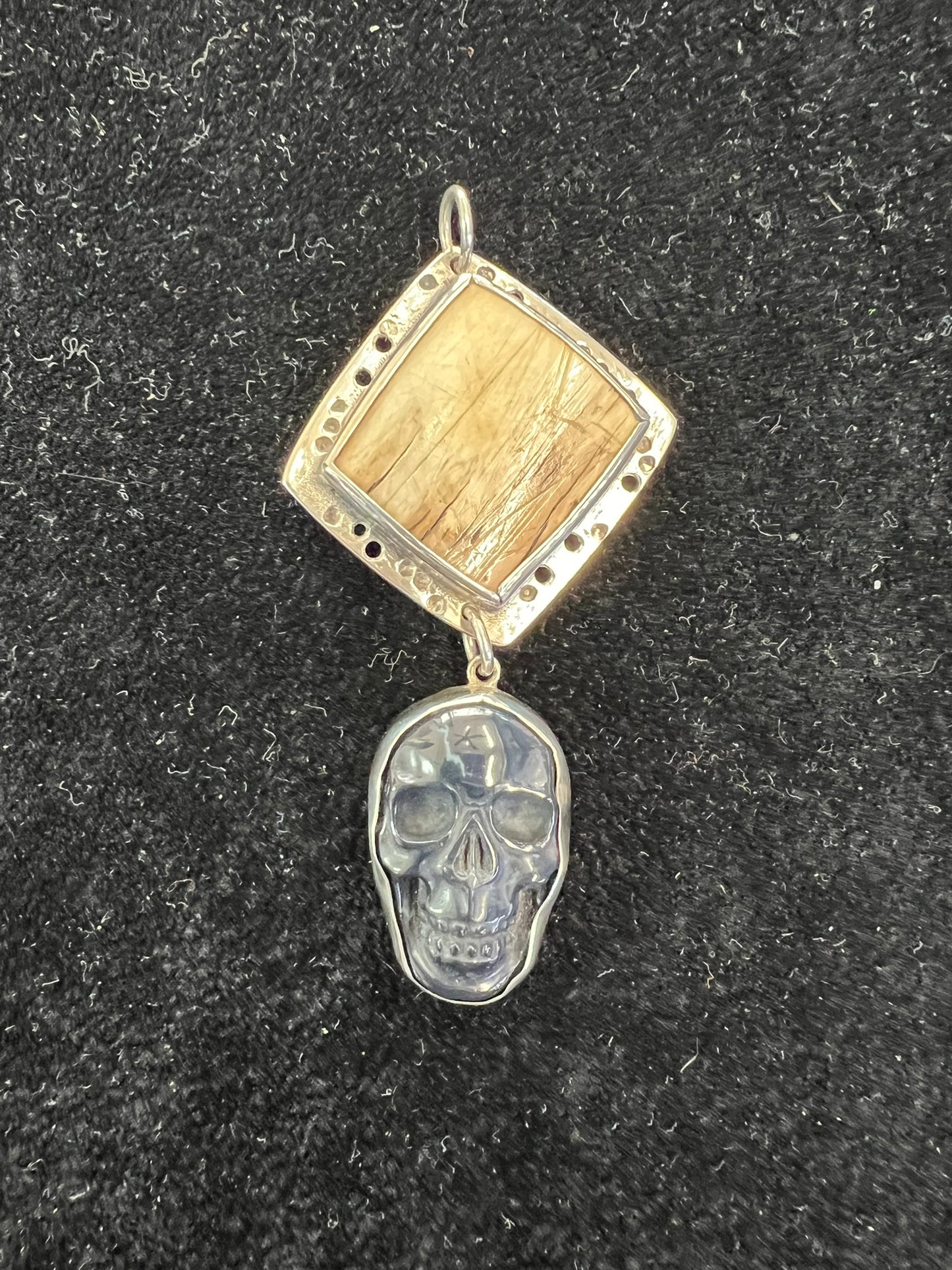 Antler and Agate Skull Pendant