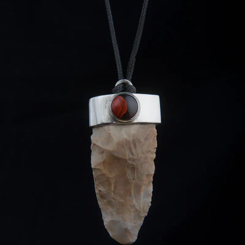 017 Kentucky Red/Black Agate and Jasper Arrowhead Pendant (Ancient Artists Collab Piece)
