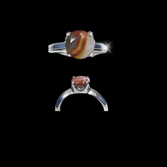 05 Faceted KY Agate Solitaire Ring Sz 7