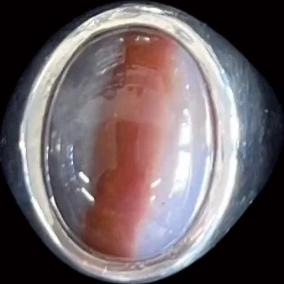 1998 KY Agate White/Blue/Red/Grey Oval Silver Ring
