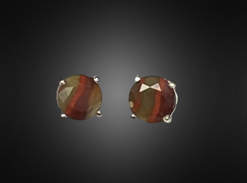 02 KY Agate Faceted Solitaire Stud Earrings